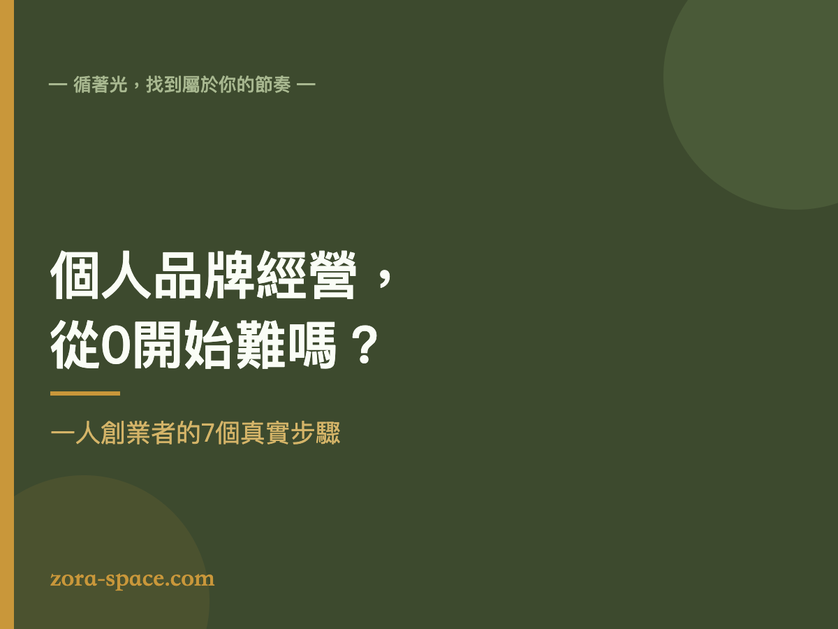 個人品牌經營從0開始的封面,暖橄欖綠底色與金色線條